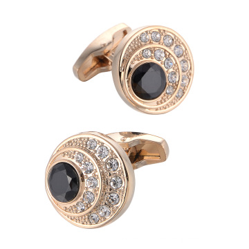 Angel Eyes Crystal Rhinestone French Cufflinks Rose Gold Plated Shiny Diamonds Shirts Cufflinks